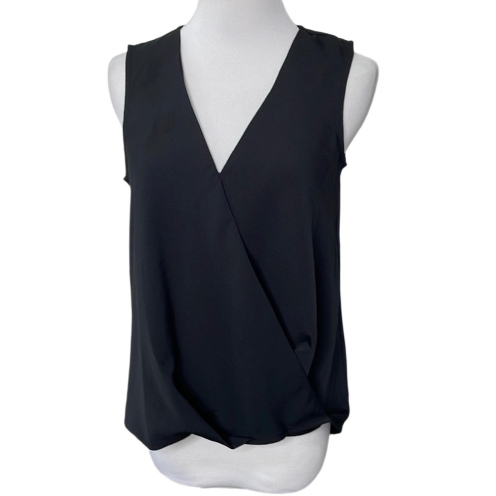 Bobeau Mira Surplice Tank Top in Black